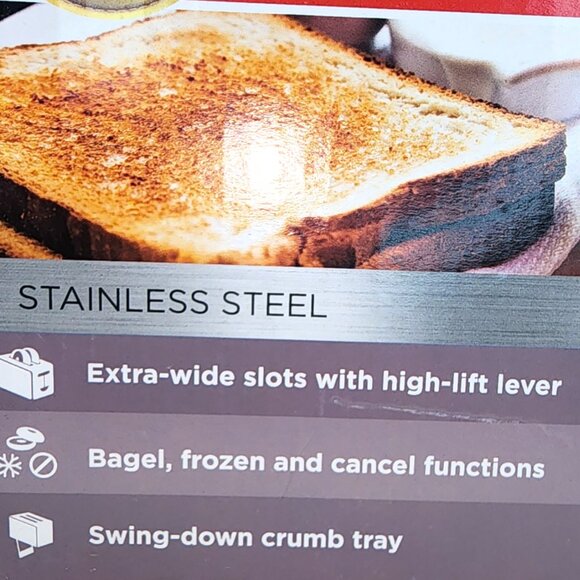 BLACK+DECKER Toaster -Rapid Toast- 2-Slice- Stainless Steel-NEW IN BOX - Picture 8 of 11
